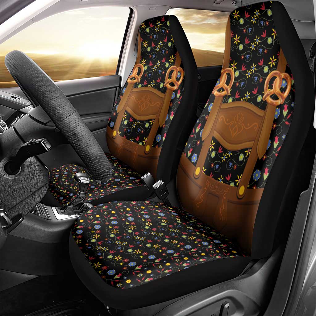 Traditional German Costume - Lederhosen and Soft Pretzel Car Seat Cover Folk Floral Pattern Style