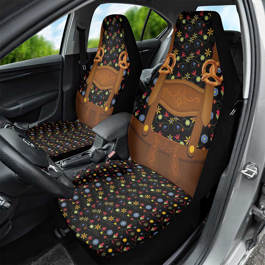 Traditional German Costume - Lederhosen and Soft Pretzel Car Seat Cover Folk Floral Pattern Style