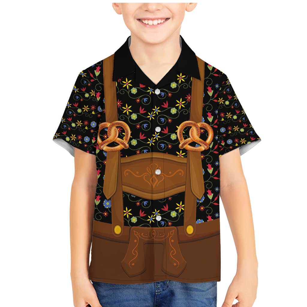 Traditional German Costume - Lederhosen and Soft Pretzel Family Matching Mermaid Dress and Hawaiian Shirt Folk Floral Pattern Style