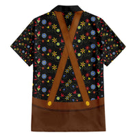 Traditional German Costume - Lederhosen and Soft Pretzel Family Matching Off The Shoulder Long Sleeve Dress and Hawaiian Shirt Folk Floral Pattern Style