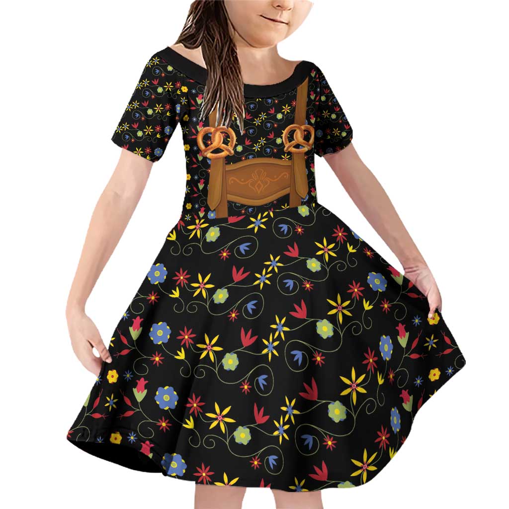 Traditional German Costume - Lederhosen and Soft Pretzel Family Matching Off Shoulder Short Dress and Hawaiian Shirt Folk Floral Pattern Style