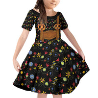 Traditional German Costume - Lederhosen and Soft Pretzel Family Matching Off Shoulder Short Dress and Hawaiian Shirt Folk Floral Pattern Style