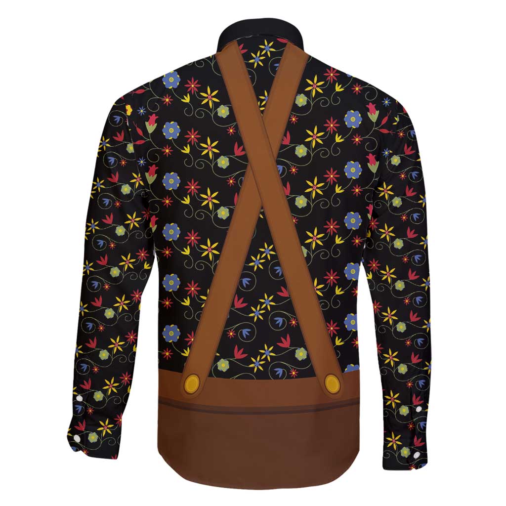 Traditional German Costume - Lederhosen and Soft Pretzel Family Matching Puletasi and Hawaiian Shirt Folk Floral Pattern Style