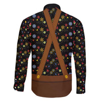 Traditional German Costume - Lederhosen and Soft Pretzel Family Matching Short Sleeve Bodycon Dress and Hawaiian Shirt Folk Floral Pattern Style