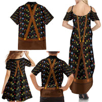 Traditional German Costume - Lederhosen and Soft Pretzel Family Matching Summer Maxi Dress and Hawaiian Shirt Folk Floral Pattern Style