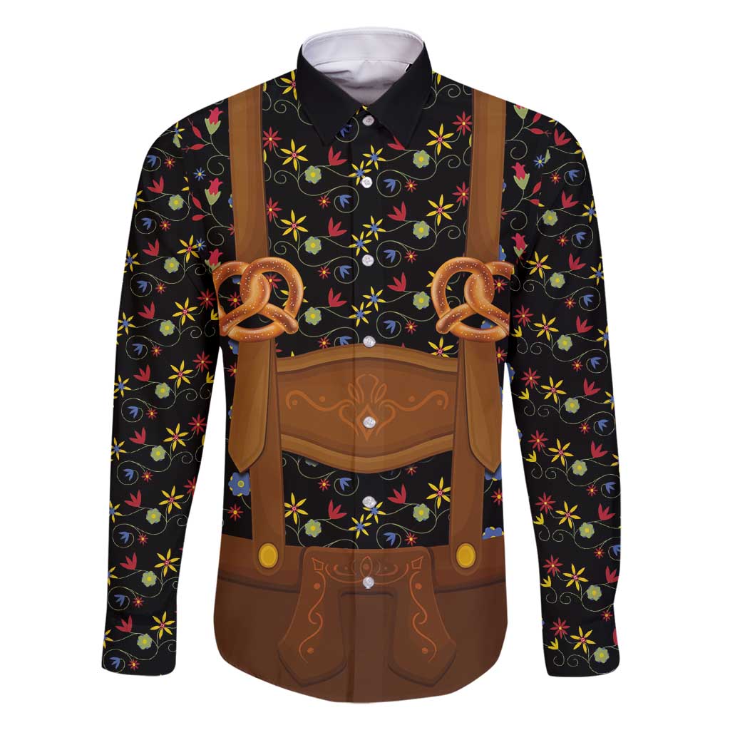 Traditional German Costume - Lederhosen and Soft Pretzel Family Matching Summer Maxi Dress and Hawaiian Shirt Folk Floral Pattern Style