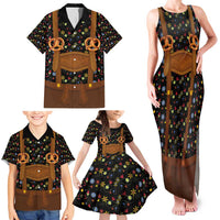 Traditional German Costume - Lederhosen and Soft Pretzel Family Matching Tank Maxi Dress and Hawaiian Shirt Folk Floral Pattern Style