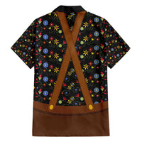 Traditional German Costume - Lederhosen and Soft Pretzel Hawaiian Shirt Folk Floral Pattern Style