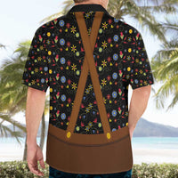 Traditional German Costume - Lederhosen and Soft Pretzel Hawaiian Shirt Folk Floral Pattern Style