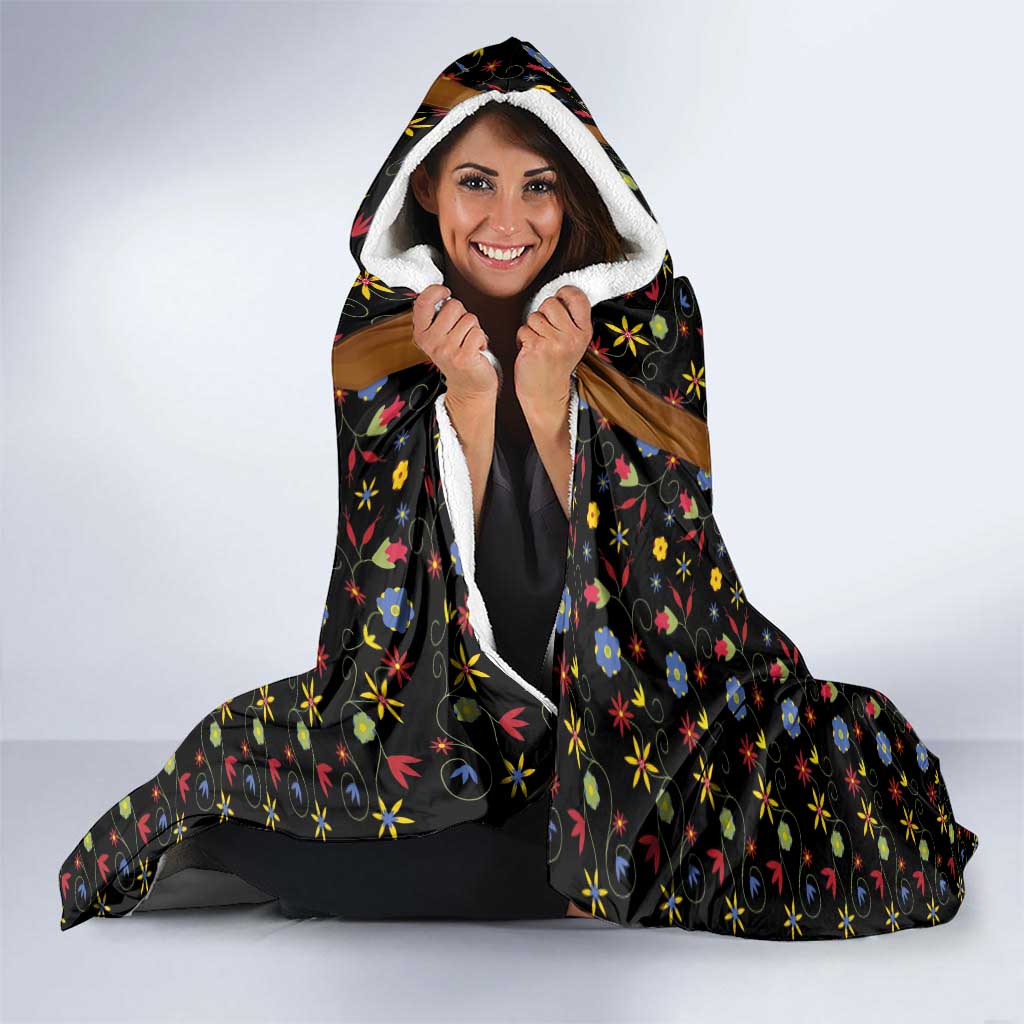 Traditional German Costume - Lederhosen and Soft Pretzel Hooded Blanket Folk Floral Pattern Style