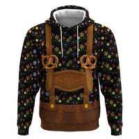 Traditional German Costume - Lederhosen and Soft Pretzel Hoodie Folk Floral Pattern Style