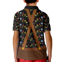Traditional German Costume - Lederhosen and Soft Pretzel Kid Polo Shirt Folk Floral Pattern Style