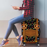Traditional German Costume - Lederhosen and Soft Pretzel Luggage Cover Folk Floral Pattern Style
