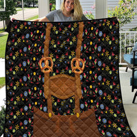 Traditional German Costume - Lederhosen and Soft Pretzel Quilt Folk Floral Pattern Style