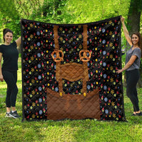 Traditional German Costume - Lederhosen and Soft Pretzel Quilt Folk Floral Pattern Style