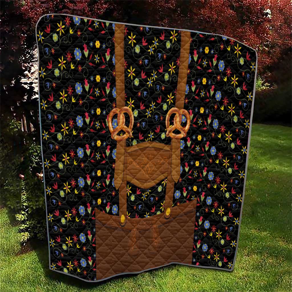Traditional German Costume - Lederhosen and Soft Pretzel Quilt Folk Floral Pattern Style