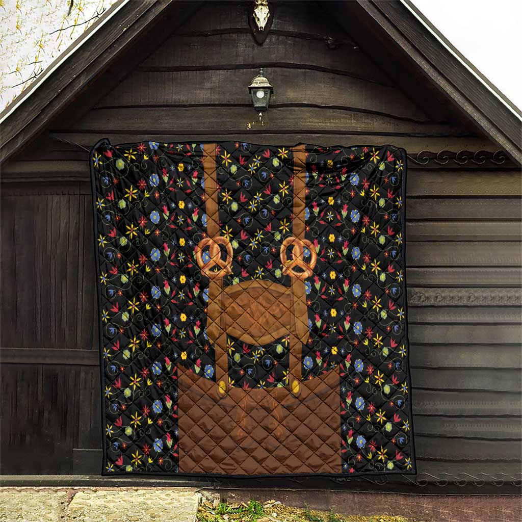 Traditional German Costume - Lederhosen and Soft Pretzel Quilt Folk Floral Pattern Style