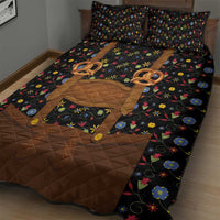 Traditional German Costume - Lederhosen and Soft Pretzel Quilt Bed Set Folk Floral Pattern Style