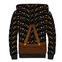 Traditional German Costume - Lederhosen and Soft Pretzel Sherpa Hoodie Folk Floral Pattern Style