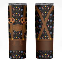 Traditional German Costume - Lederhosen and Soft Pretzel Skinny Tumbler Folk Floral Pattern Style