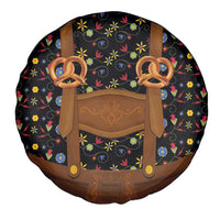 Traditional German Costume - Lederhosen and Soft Pretzel Spare Tire Cover Folk Floral Pattern Style