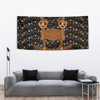 Traditional German Costume - Lederhosen and Soft Pretzel Tapestry Folk Floral Pattern Style