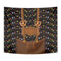 Traditional German Costume - Lederhosen and Soft Pretzel Tapestry Folk Floral Pattern Style