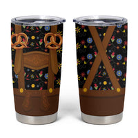Traditional German Costume - Lederhosen and Soft Pretzel Tumbler Cup Folk Floral Pattern Style