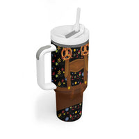 Traditional German Costume - Lederhosen and Soft Pretzel Tumbler With Handle Folk Floral Pattern Style