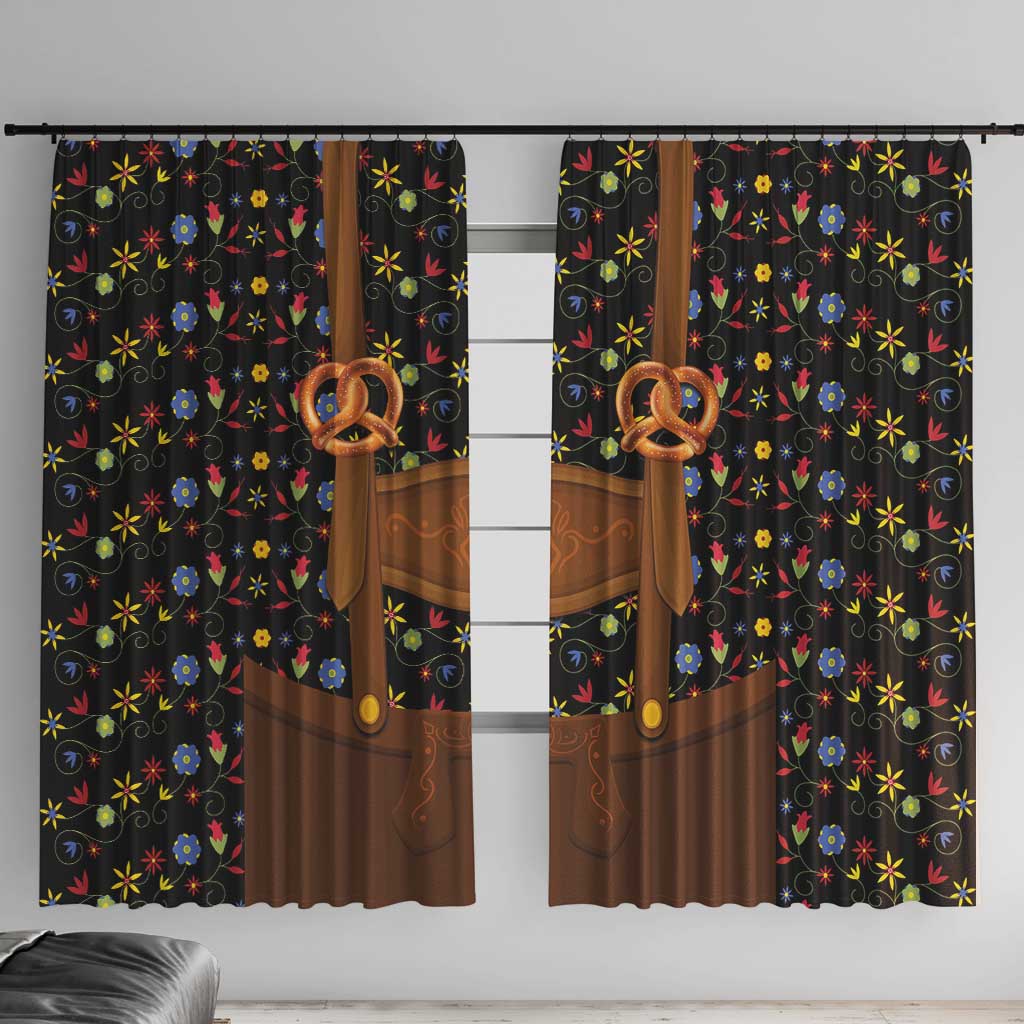 Traditional German Costume - Lederhosen and Soft Pretzel Window Curtain Folk Floral Pattern Style