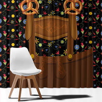 Traditional German Costume - Lederhosen and Soft Pretzel Window Curtain Folk Floral Pattern Style