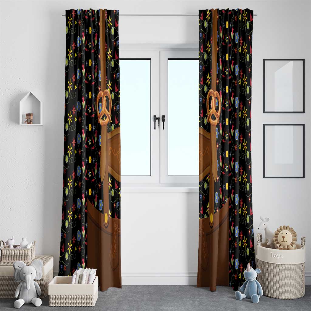 Traditional German Costume - Lederhosen and Soft Pretzel Window Curtain Folk Floral Pattern Style