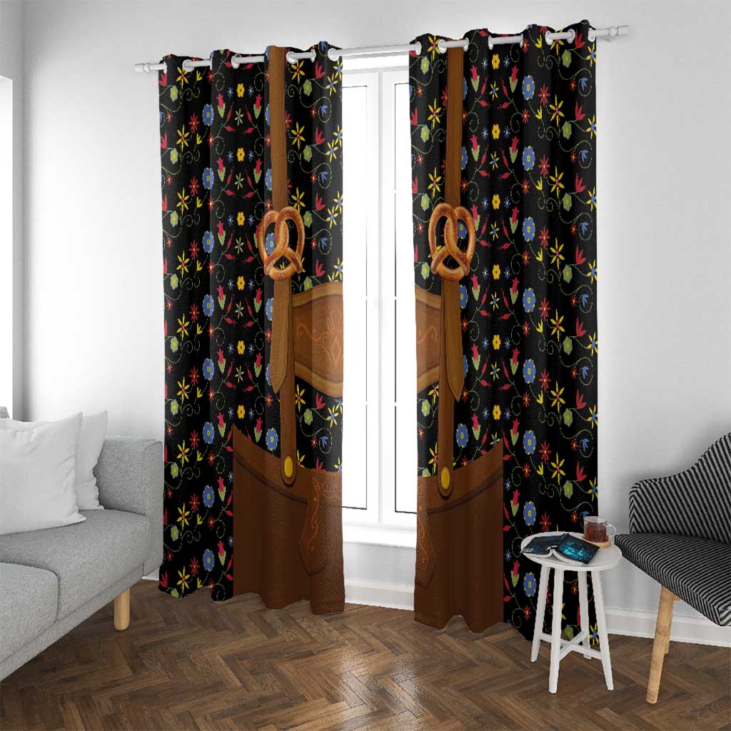 Traditional German Costume - Lederhosen and Soft Pretzel Window Curtain Folk Floral Pattern Style