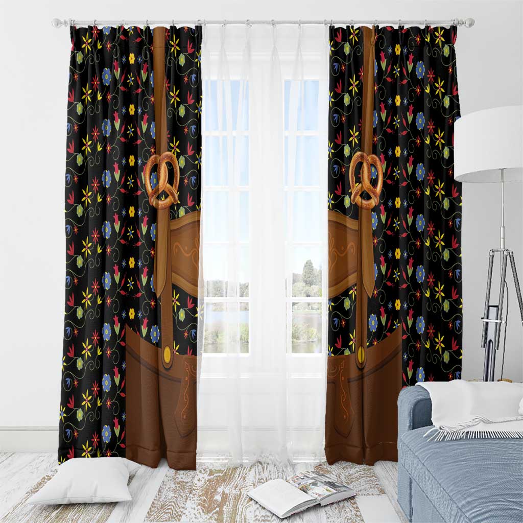 Traditional German Costume - Lederhosen and Soft Pretzel Window Curtain Folk Floral Pattern Style