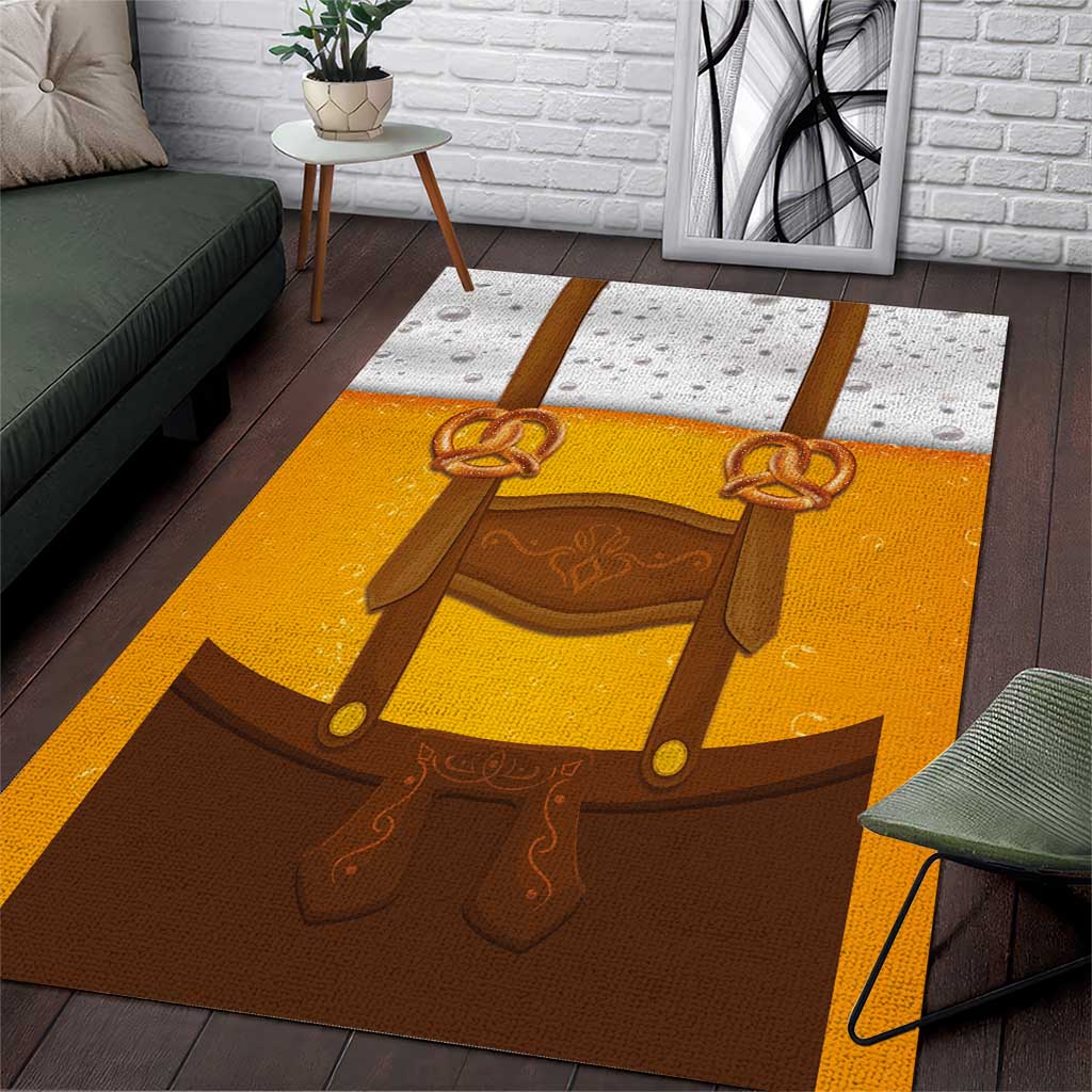 Traditional German Costume - Lederhosen and Soft Pretzel Area Rug Oktoberfest Beer Head Funny Style