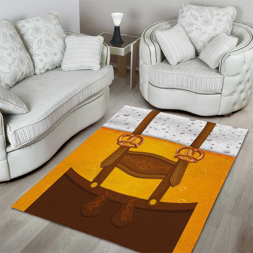 Traditional German Costume - Lederhosen and Soft Pretzel Area Rug Oktoberfest Beer Head Funny Style