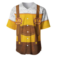 Traditional German Costume - Lederhosen and Soft Pretzel Baseball Jersey Oktoberfest Beer Head Funny Style