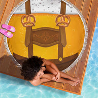 Traditional German Costume - Lederhosen and Soft Pretzel Beach Blanket Oktoberfest Beer Head Funny Style