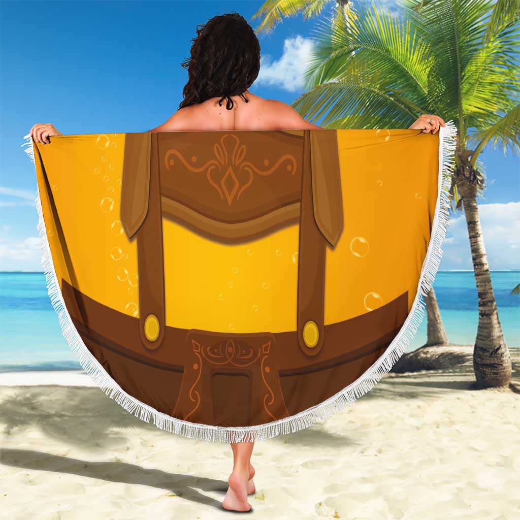 Traditional German Costume - Lederhosen and Soft Pretzel Beach Blanket Oktoberfest Beer Head Funny Style