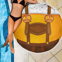 Traditional German Costume - Lederhosen and Soft Pretzel Beach Blanket Oktoberfest Beer Head Funny Style