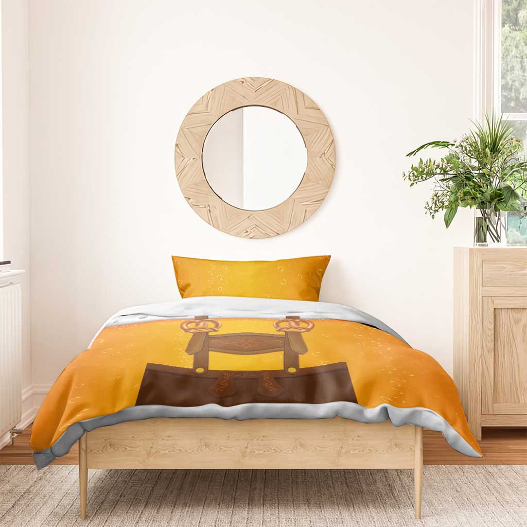 Traditional German Costume - Lederhosen and Soft Pretzel Bedding Set Oktoberfest Beer Head Funny Style