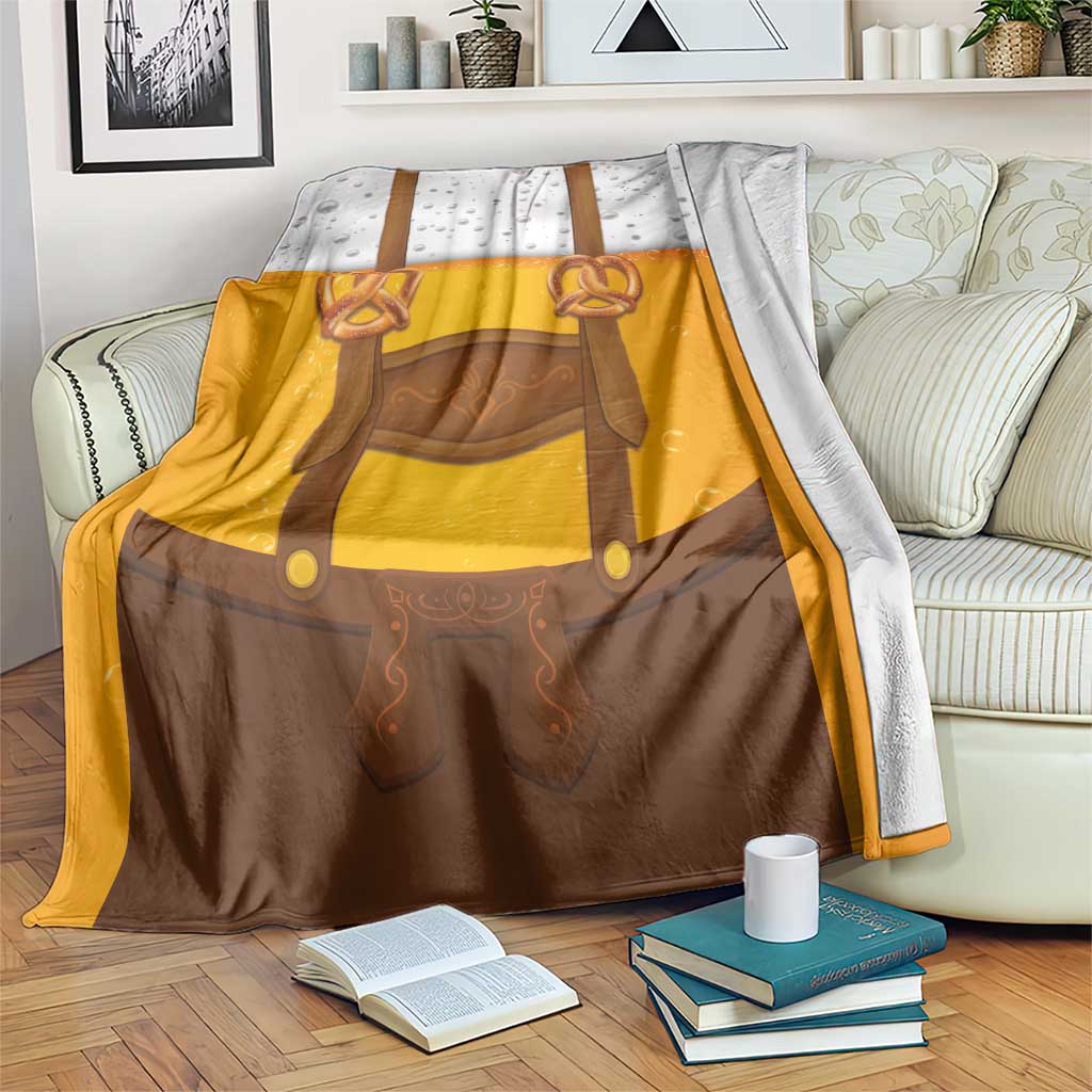 Traditional German Costume - Lederhosen and Soft Pretzel Blanket Oktoberfest Beer Head Funny Style