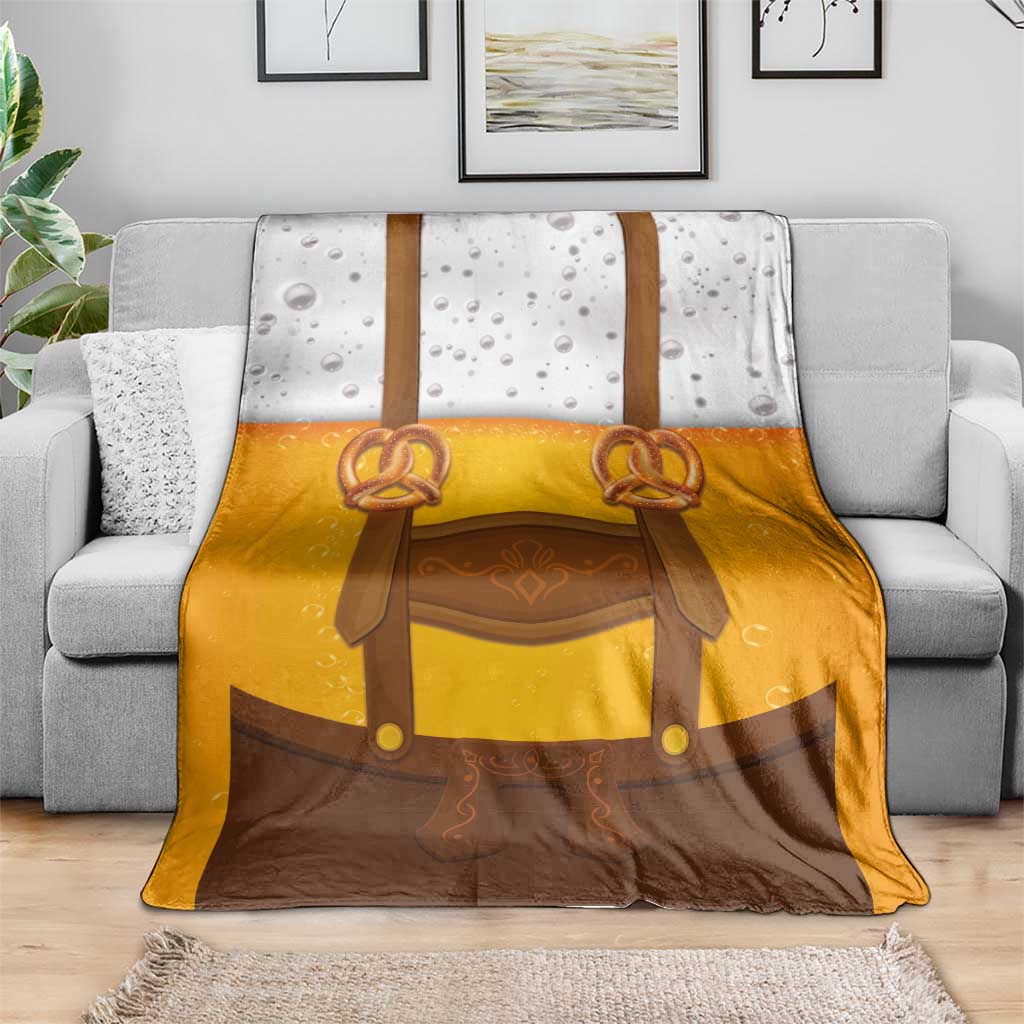 Traditional German Costume - Lederhosen and Soft Pretzel Blanket Oktoberfest Beer Head Funny Style