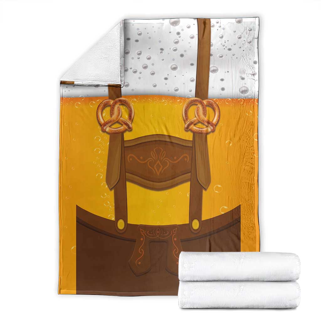 Traditional German Costume - Lederhosen and Soft Pretzel Blanket Oktoberfest Beer Head Funny Style