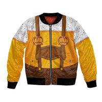 Traditional German Costume - Lederhosen and Soft Pretzel Bomber Jacket Oktoberfest Beer Head Funny Style