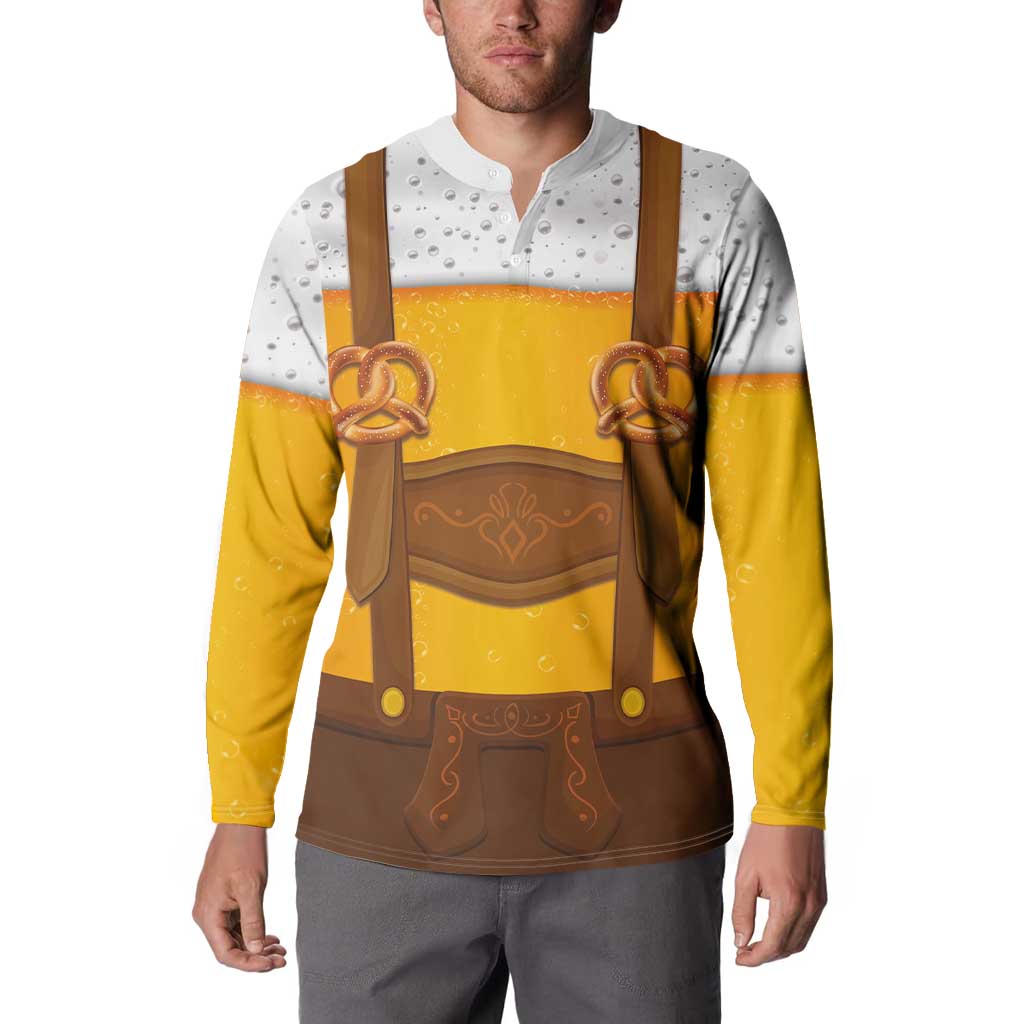 Traditional German Costume - Lederhosen and Soft Pretzel Button Sweatshirt Oktoberfest Beer Head Funny Style