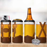 Traditional German Costume - Lederhosen and Soft Pretzel 4 in 1 Can Cooler Tumbler Oktoberfest Beer Head Funny Style