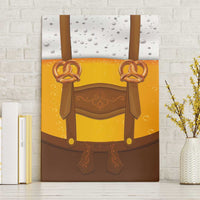 Traditional German Costume - Lederhosen and Soft Pretzel Canvas Wall Art Oktoberfest Beer Head Funny Style