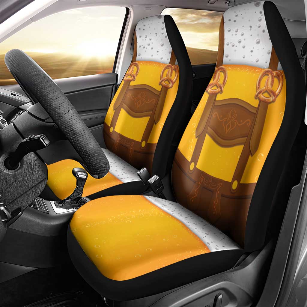 Traditional German Costume - Lederhosen and Soft Pretzel Car Seat Cover Oktoberfest Beer Head Funny Style