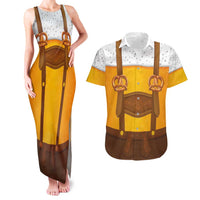 Traditional German Costume - Lederhosen and Soft Pretzel Couples Matching Tank Maxi Dress and Hawaiian Shirt Oktoberfest Beer Head Funny Style